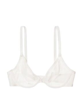 Cuup Plunge Mesh Sheer White Bra 36C